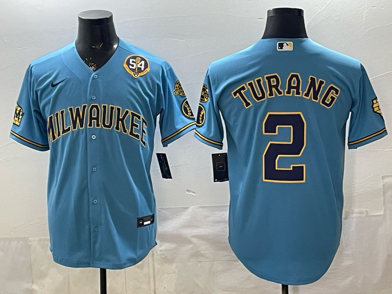 Men 2026 Milwaukee Brewers #2 Turang blue Game Nike MLB Jersey 0403003->milwaukee brewers->MLB Jersey